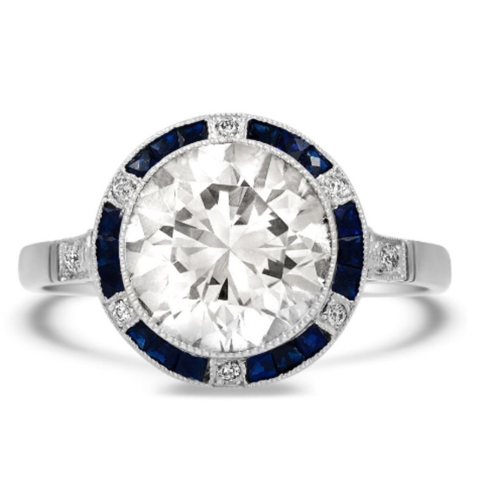 Size 9 ART DECO WHITE TOPAZ SAPPHIRE - Picture 4 of 5